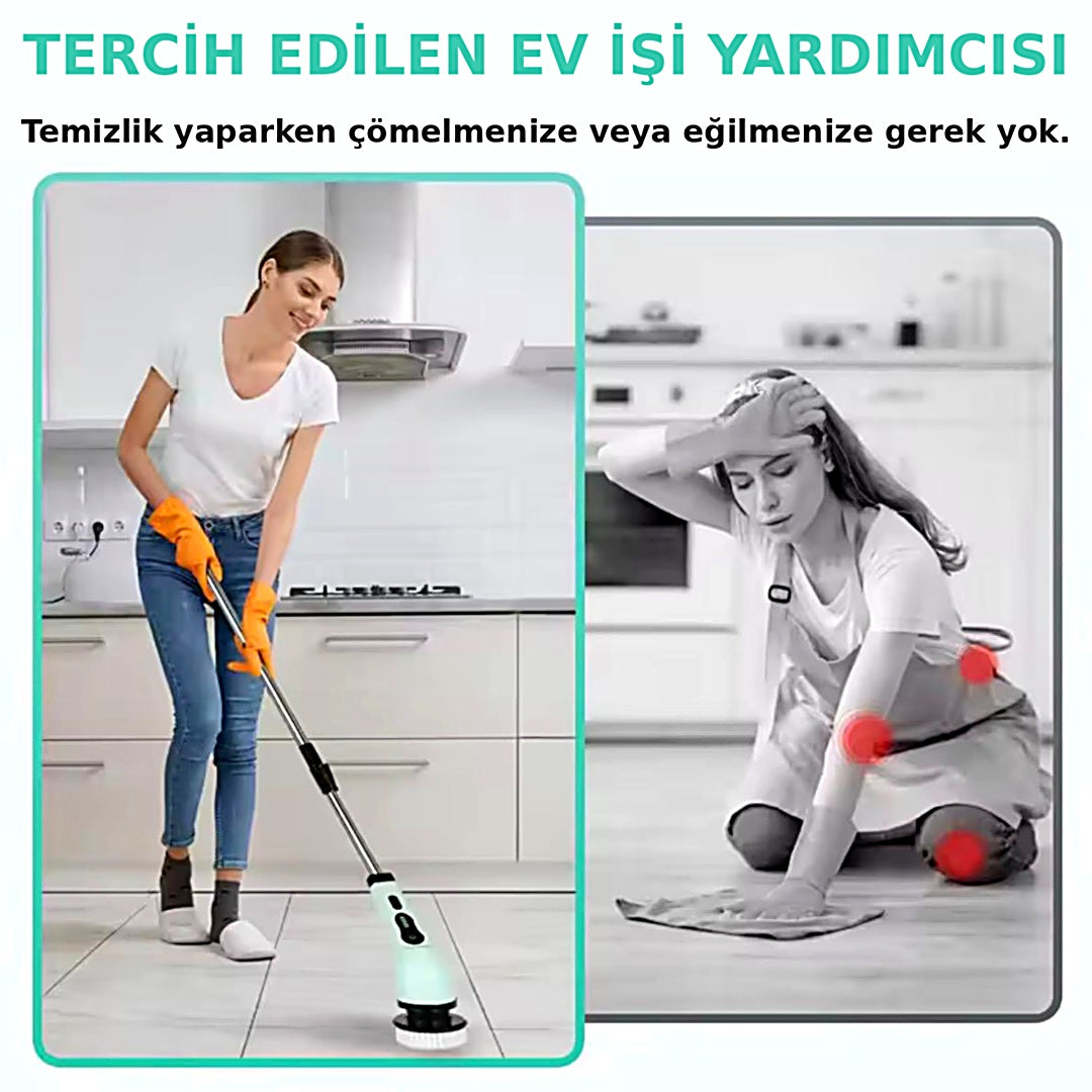 7'si 1 Arada Kablosuz Elektrikli Temizlik Fırçası