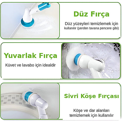 7'si 1 Arada Kablosuz Elektrikli Temizlik Fırçası
